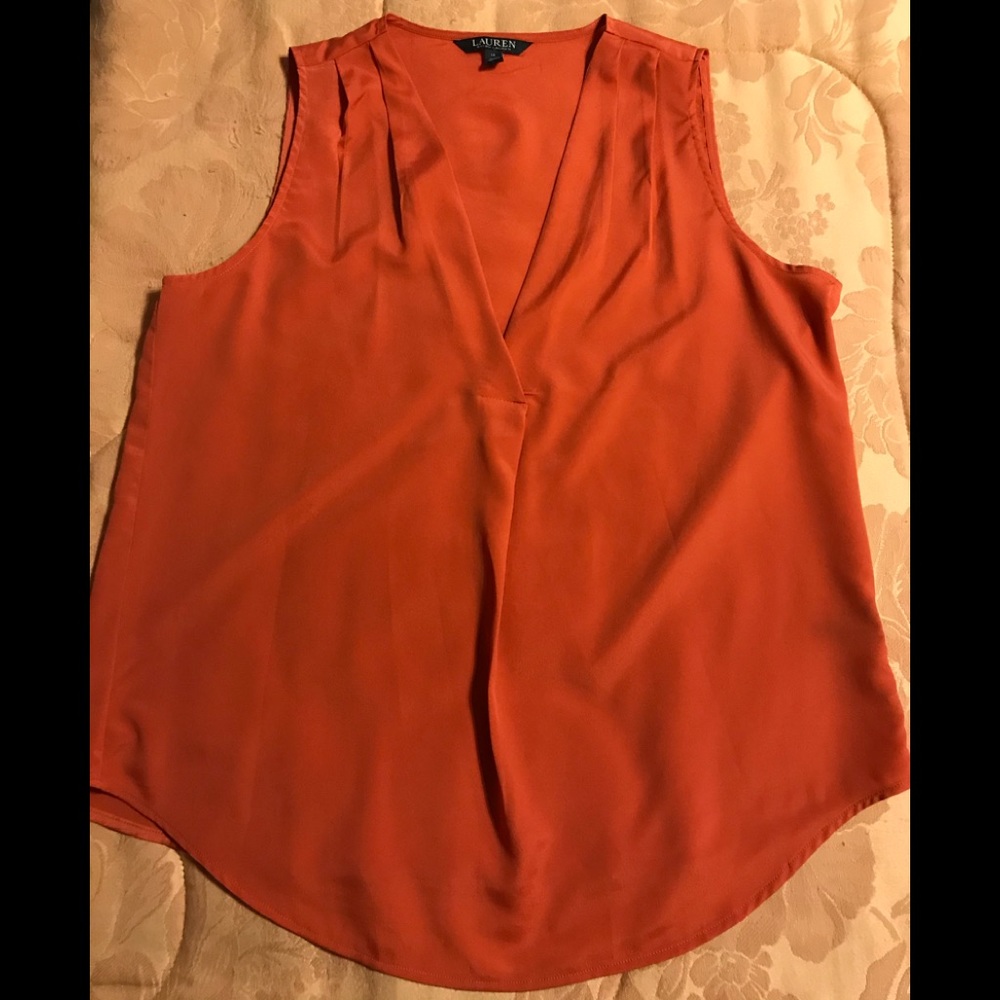 Ralph Lauren burnt orange s/l top. Size 14. EUC.